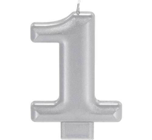 Metallic Silver Candle - No 1 - Click Image to Close